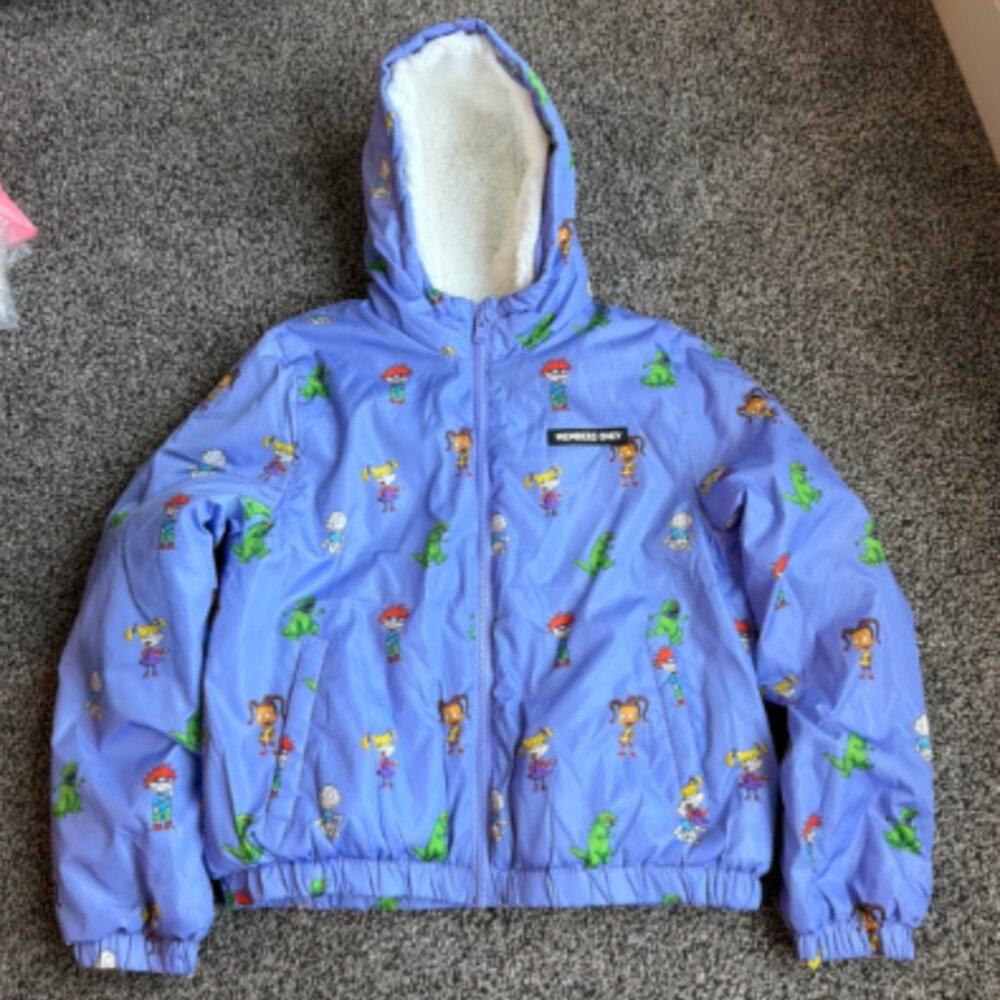 Members Only x Nickelodeon Rugrats Purple Puffer Jacket (Junior L) Sherpa Lined